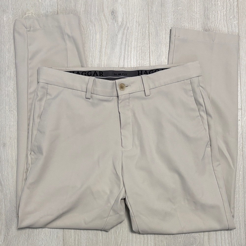 🔥BUNDLESALE Mens 33/30 Haggar Cool 18 Pro Performance Slim Fit Chinos Pants